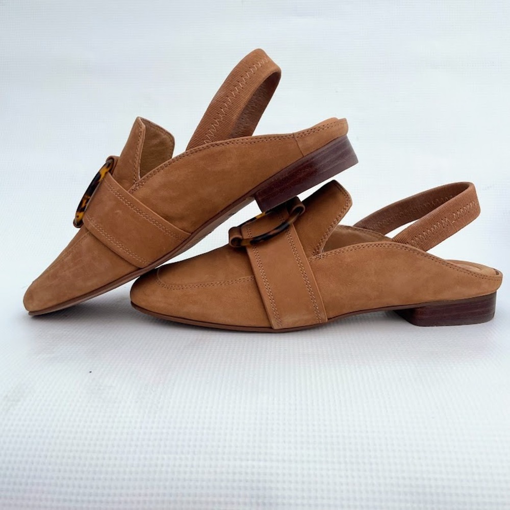Corso Como CC-Endya Luggage Soft Nubuck Slingback Mules Tortoise Buckle 7.5M - Picture 5 of 12